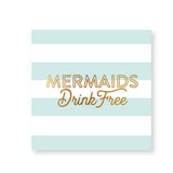Napkin 20ct with mermaid theme, gold foil stamping, striped design, 3-ply paper, 4 7/8 inch square.