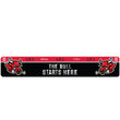 Oche Throw Line with red bull design and text 'The Bull Starts Here' on a black background