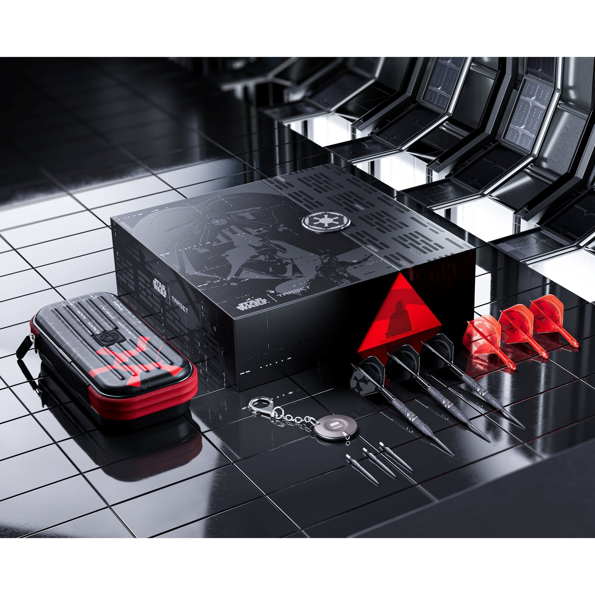 STAR WARS™ Darth Vader 95% SP Darts on a reflective surface