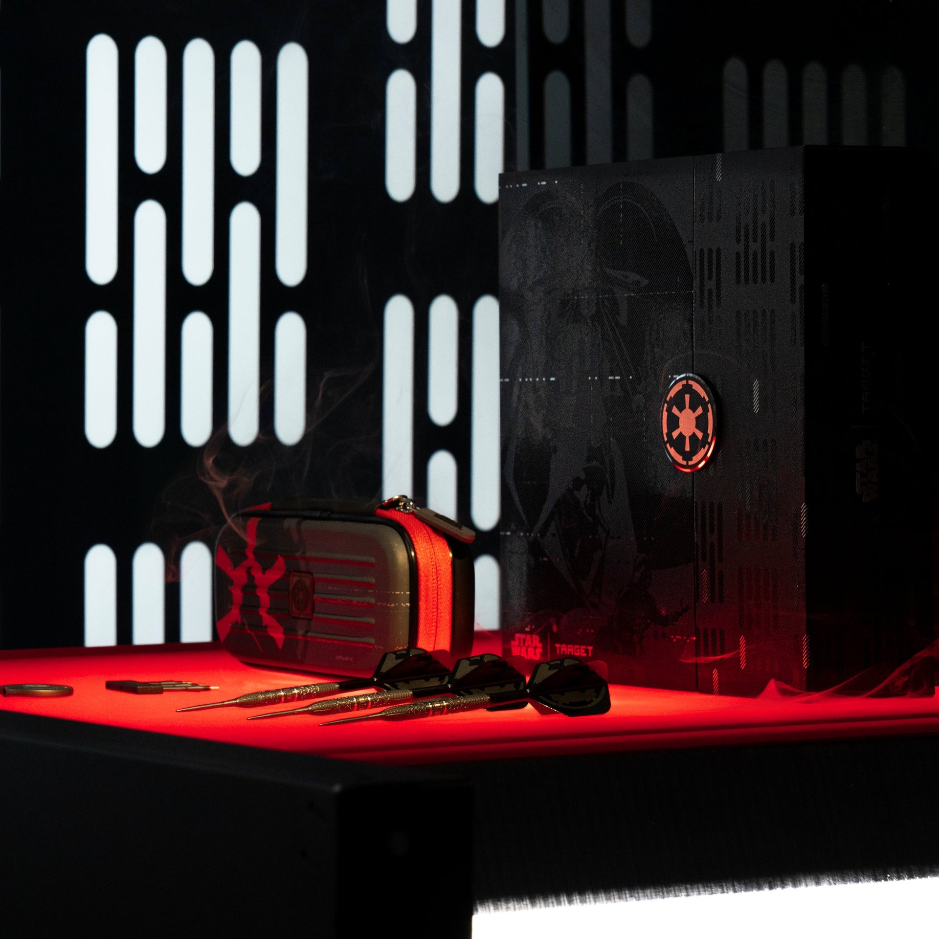 STAR WARS™ Darth Vader 95% SP Darts  featuring a red emblem on a black background.