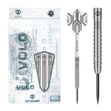 Datadart Volo 90% Tungsten Darts and their packaging with 'Data Dart' branding on a white background