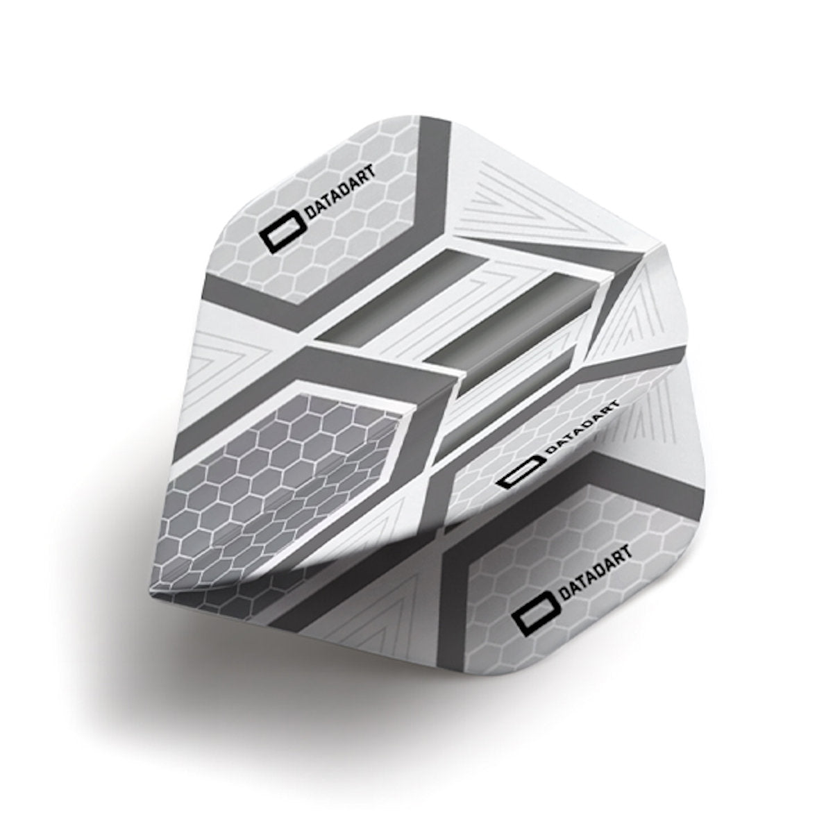 White and gray dart flight with 'Dart Daddy' branding on a white background