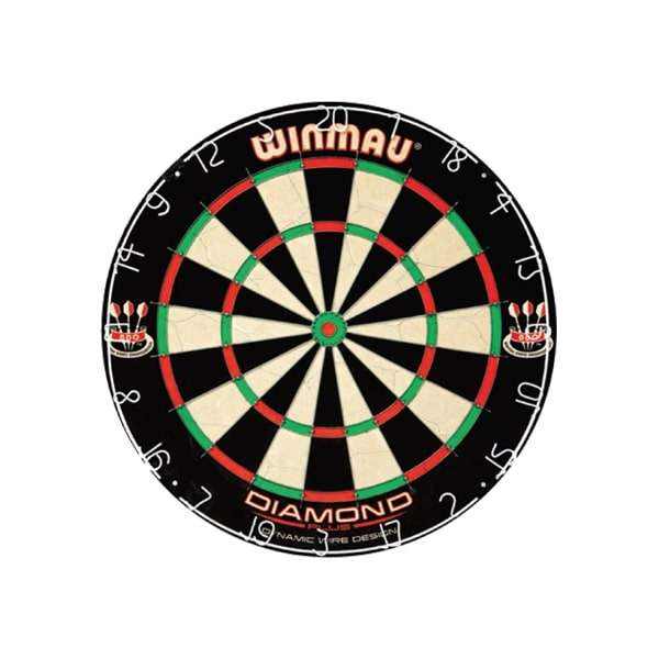 Winmau Diamond Plus Dartboard with high tensile wiring, anti-glare number ring, and sisal base for professional darts play