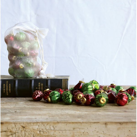 Mercury Glass 1" Ornaments in Organza Bag