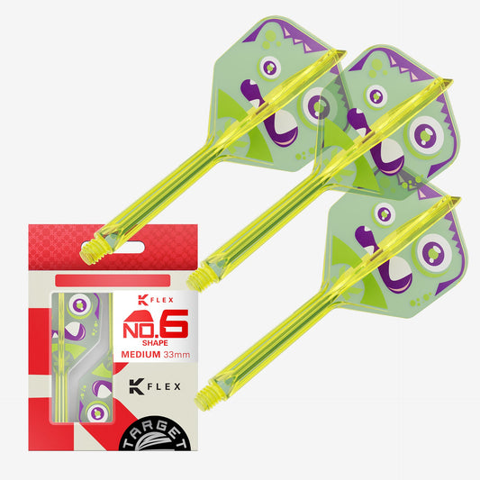 K-Flex No.6 Flight & Shaft Xeno with purple designs on a white background, featuring K-Flex packaging.