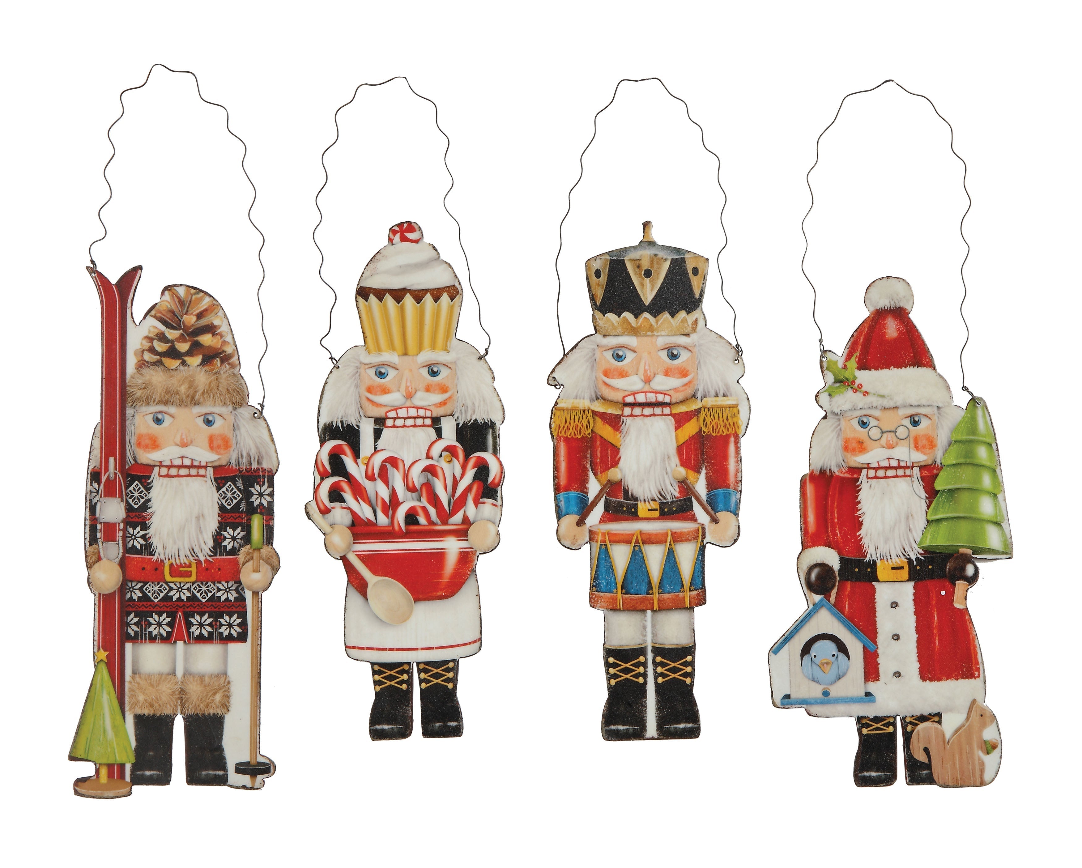 Metal 9 1/4" Nutcracker 4 Style Set Ornaments