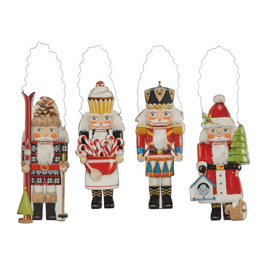 Metal 9 1/4" Nutcracker 4 Style Set Ornaments