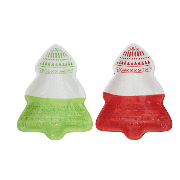 8" Stoneware Christmas Tree (Set of 2)