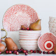 Stoneware Red Pattern Plate Set (4)