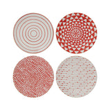 Stoneware Red Pattern Plate Set (4)