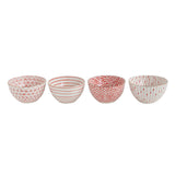Stoneware Red Pattern Bowl Set (4)