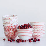 Stoneware Red Pattern Bowl Set (4)