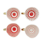 Stoneware Red Pattern Mug Set (4)