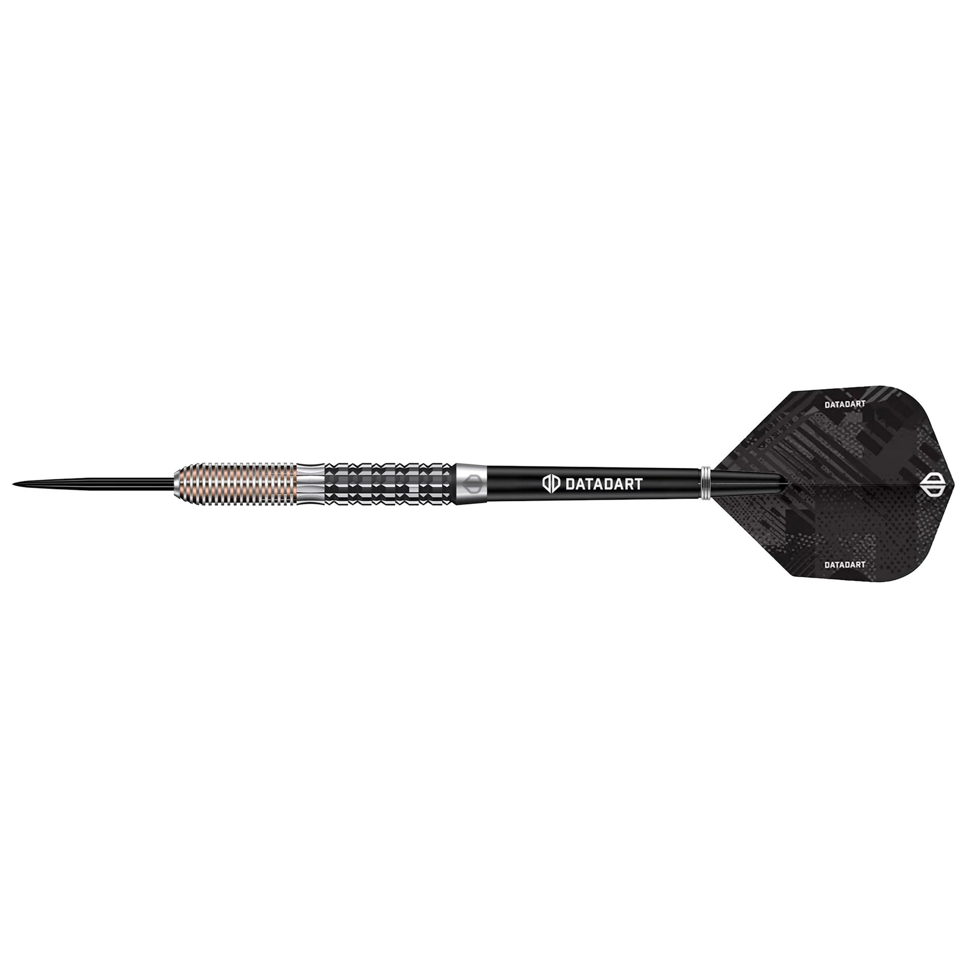 Datadart Zelos 95% Tungsten Darts with a silver tip on a white background