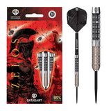 Datadart Zelos 95% Tungsten Darts with packaging featuring a Spartan helmet design.