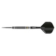 Zinati 90% tungsten dart with tapered grooves, black Vecta shaft, and Prism Delta flight