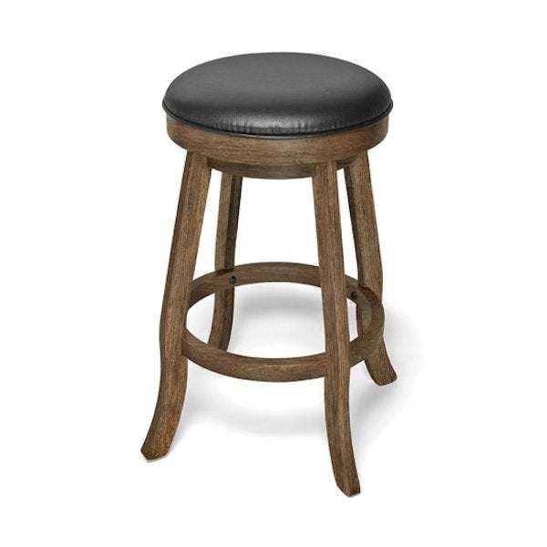 Brunswick Traditional Backless Bar Stool solid wood swivel cushioned seat 30-inch height rustic finish