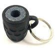 Beer mug shaped steel tip dart sharpener keychain with grinding surface