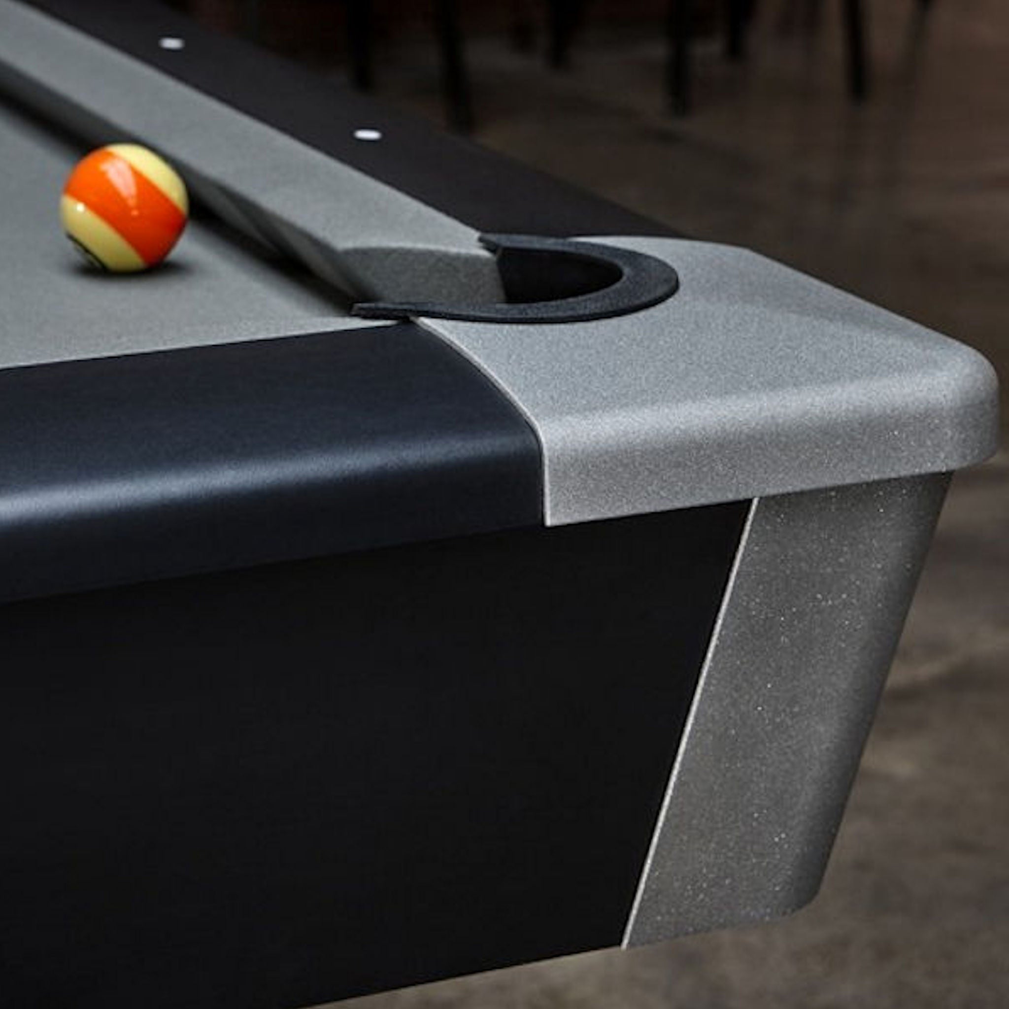 Black Wolf Pro Pool Table by Brunswick close up on pocket