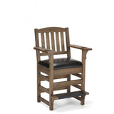 Brunswick Centennial Player's Chair wooden billiard chair with cushioned seat, cue notches, cup holders, footrest, and storage drawer