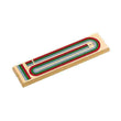 Wooden 3 track cribbage board for 2 or 3 players with colored scoring tracks and pegs, 14.5 by 3.5 inches