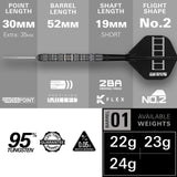 Chris Dobey 95K SP 95% Tungsten Dart with specifications on a gray background
