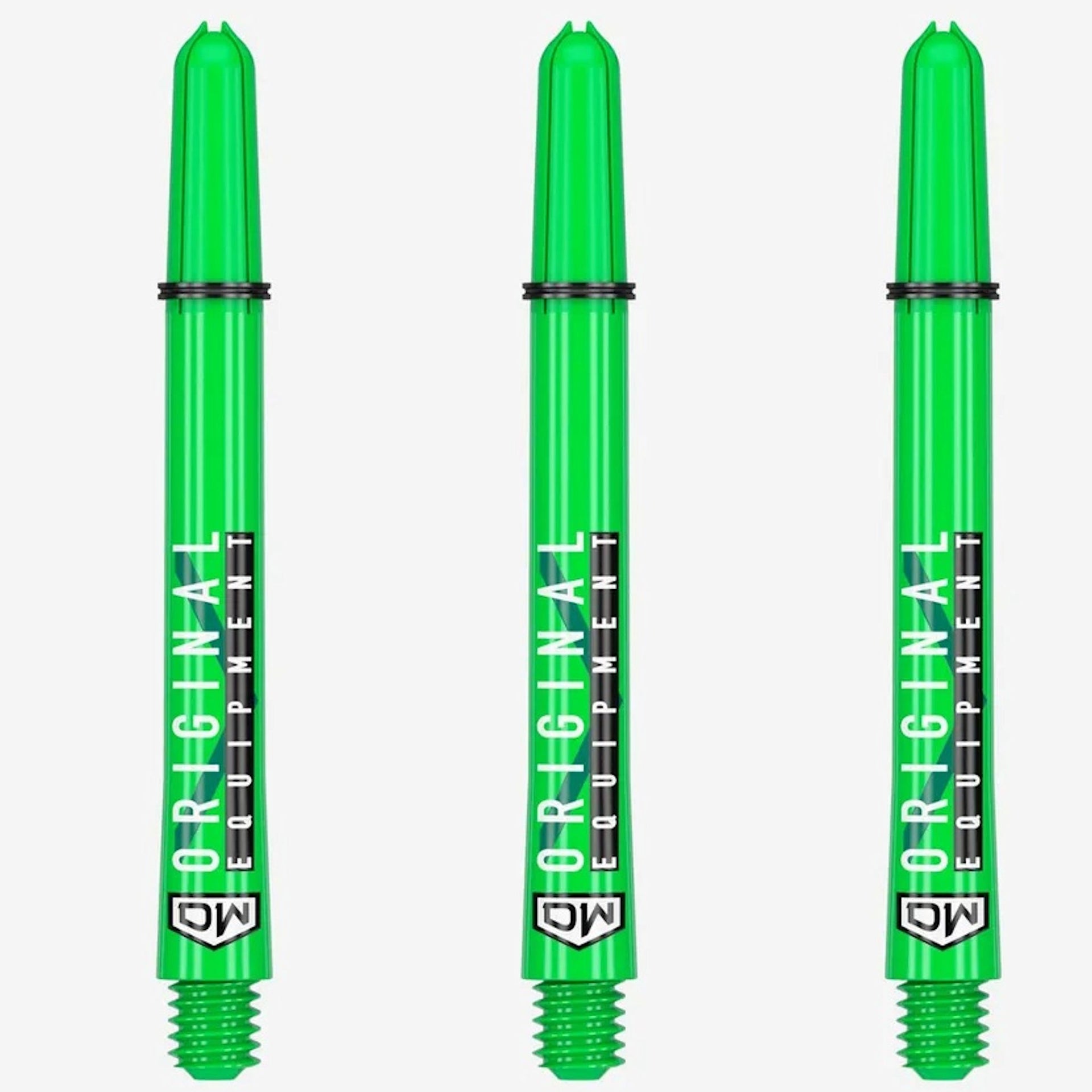 Clinch Nylon Shafts showing one set of lime green colour shafts on white background