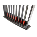 Commercial Wall Rack showing the bottom of the cue rack with cues