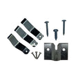 Dartboard Basic Fixing Kit with metal bracket, three spring clips, and screws for mounting bristle dartboards
