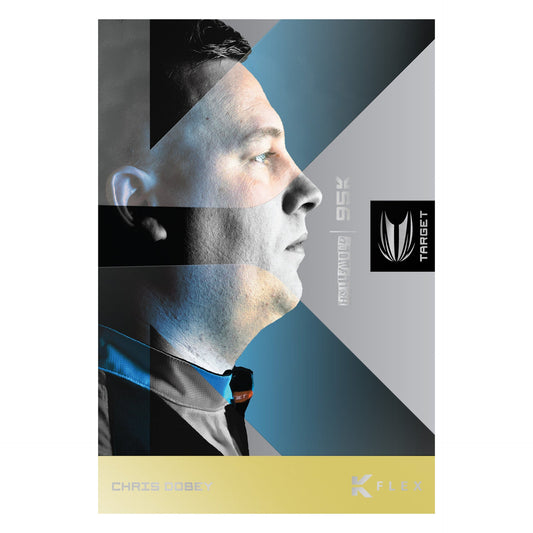 Collage of Chris Dobey's profile with geometric shapes and 'Target' branding.