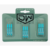 Clinch Nylon Shafts showing three sets of teal colour shafts in green packaging on white background