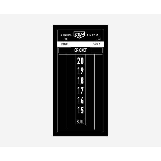 Black Cricketeer Chalkboard scoreboard for tracking dart cricket game scores with wipe-clean surface, 7.75 by 15.5 inches