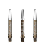 Three DW Top Spin V2 Shafts made of durable anodized aluminum with free-spinning tops for improved dart accuracy and consistency