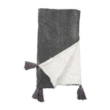 Velvet Tassel Throw - Grey