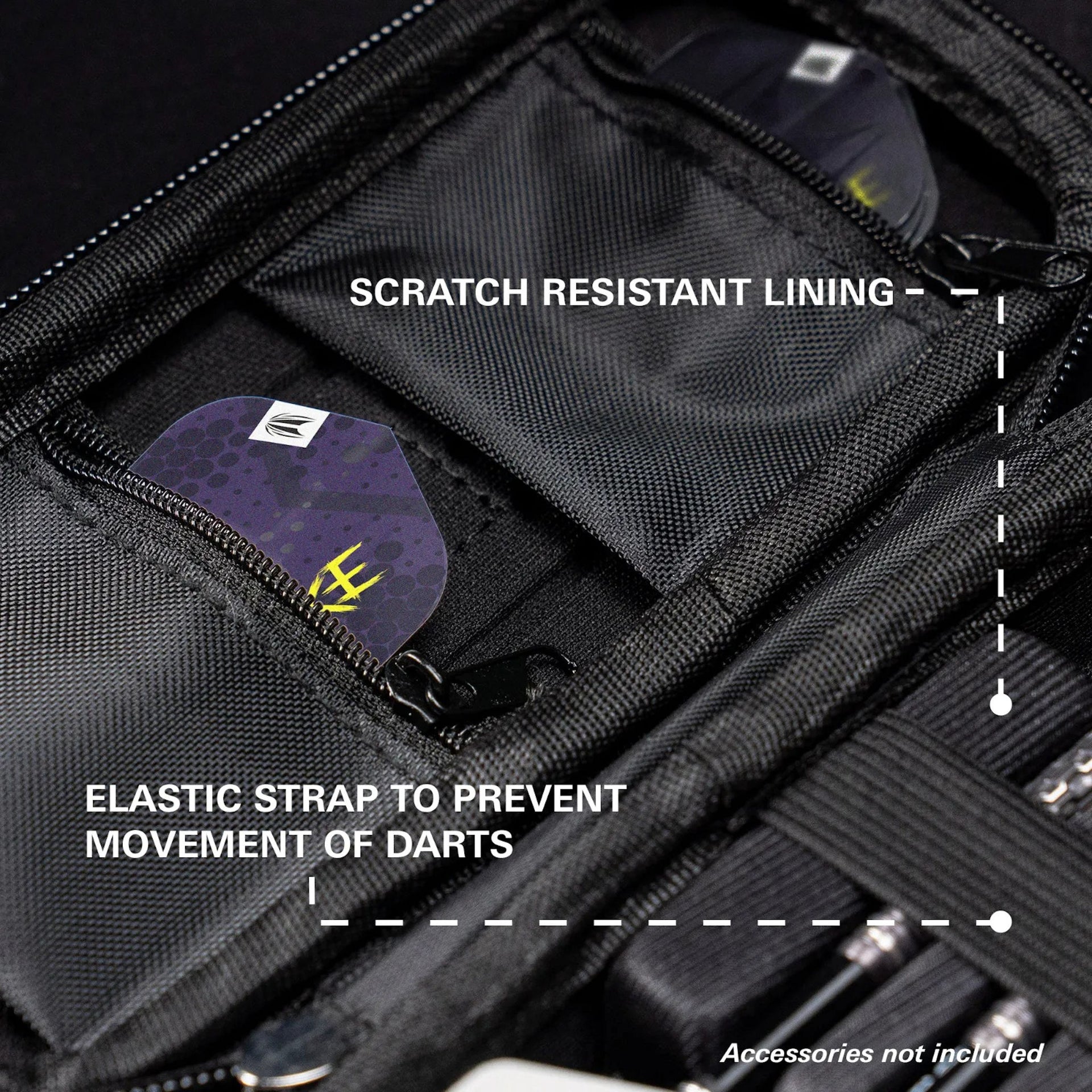 Takoma Ghost Luke Littler Wallet SCRATCH RESISTANT LINING AND ELASTIC STRAP TO PREVENT MOVEMENT OF DARTS.
