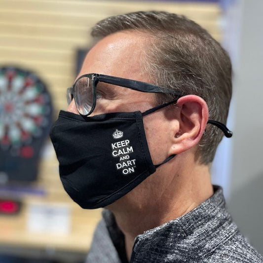 Keep Calm and Dart On™ Face Mask on model