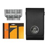 Collection of Target Japan Milli Black Dart Case including a black pouch, orange and black packaging, and a flight holder on a white background.