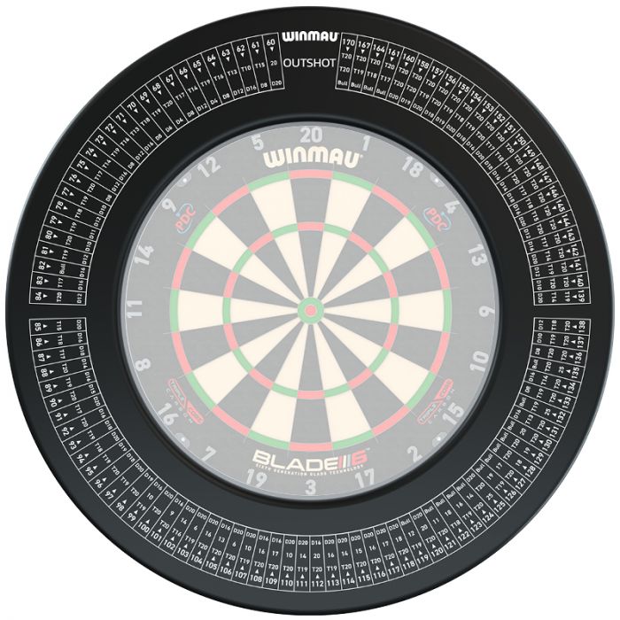 Winmau Out Chart Black Surround with dart board showing but not included