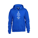Adult Keep Calm and Dart On Hoodie Blue