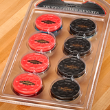 Brunswick Shuffleboard Rocks chrome-plated red and black weights set for shuffleboard game