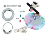 Slackers 100' Zipline night riderz kit with LED-lit flying saucer swing and mounting hardware