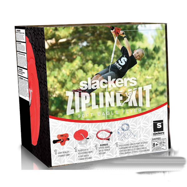 Slackers 90' Eagle Flyer Zipline Kit & Spring Brake System