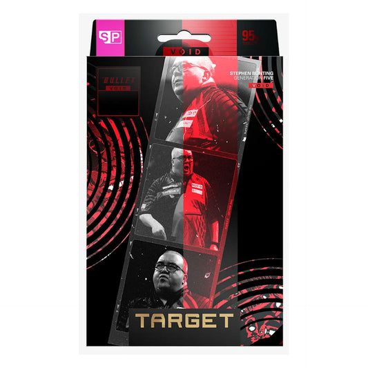 Product packaging with images of Stephen Bunting and the word 'TARGET' on a black background.