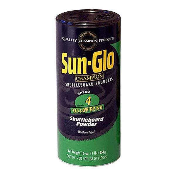 Sun-Glo Shuffleboard Wax Speed #4 Yellow Bear shuffleboard powder for 10' and longer wooden tables