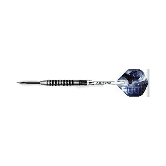 Rook 90% tungsten steel tip dart with a black and silver design 