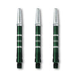 Set of 3 DW Top Spin Grooved Shafts made of anodized aluminum with free-spinning tops for improved dart accuracy