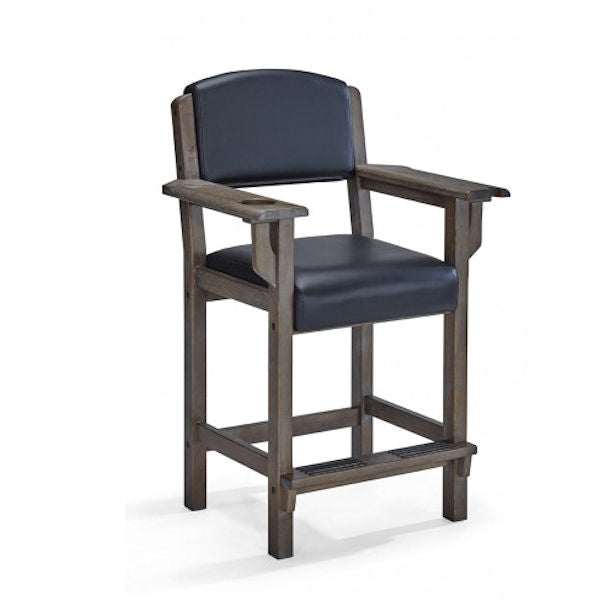 Brunswick Traditional Player's Chair with plush seat and back, built-in drink coaster and cue holder, 27-inch seat height in rustic brown finish