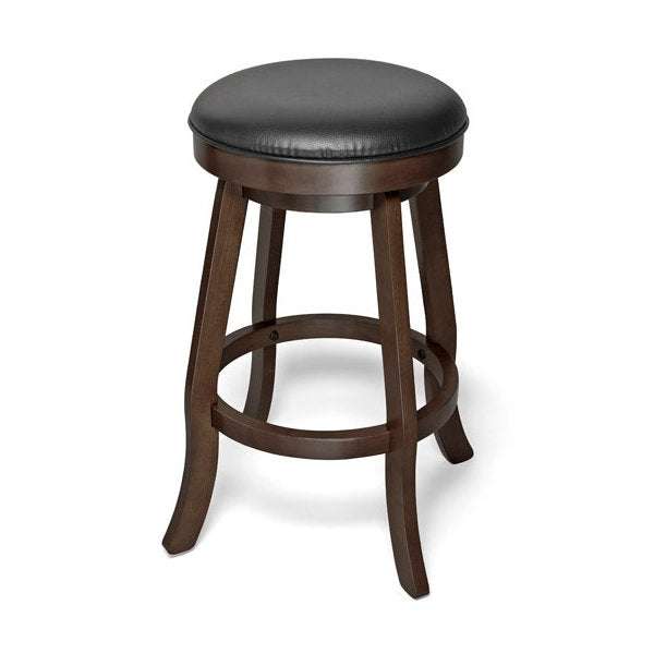 Brunswick Traditional Backless Bar Stool solid wood espresso finish with cushioned swivel seat 30 inch height
